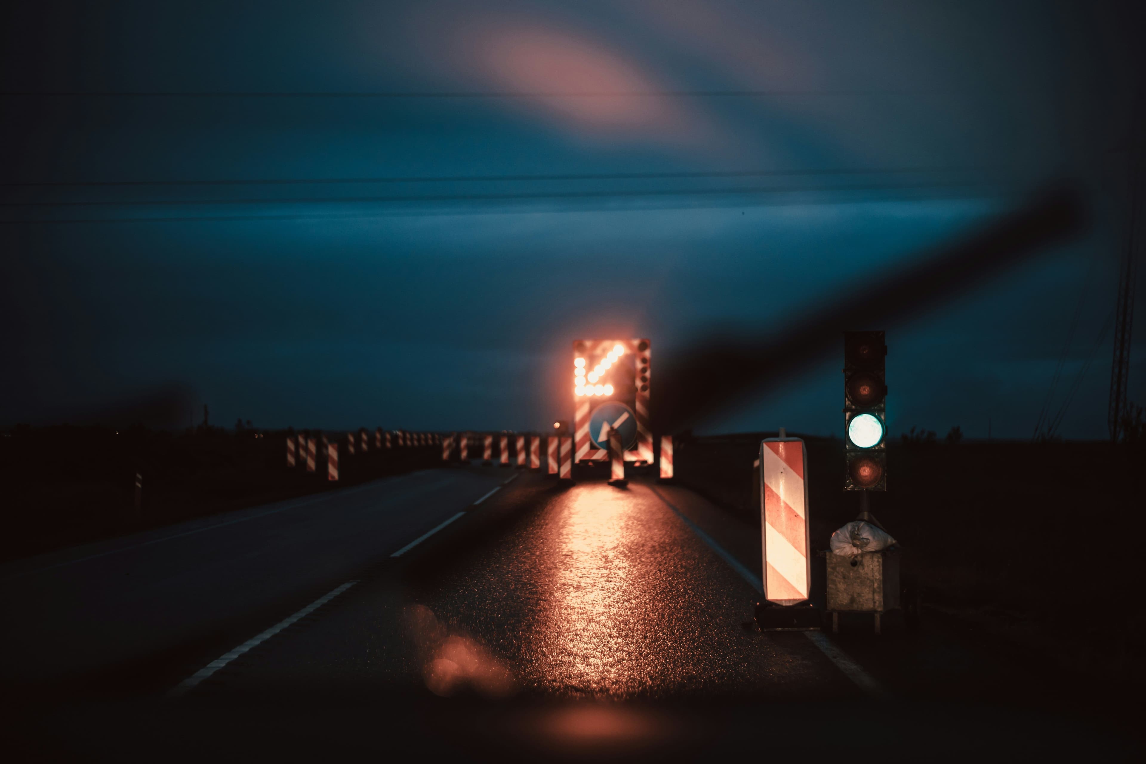 warning light on road