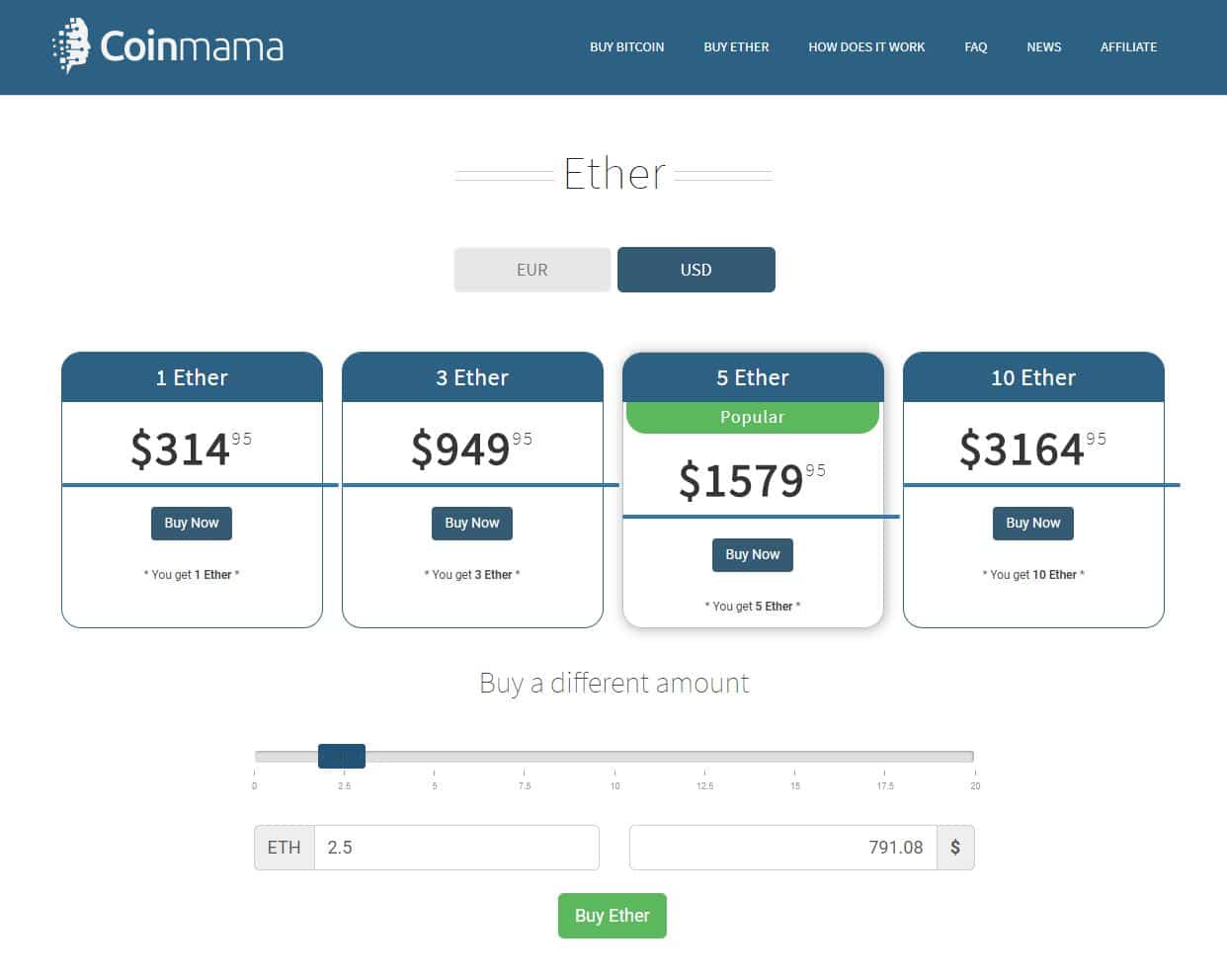 Buy Ether on Coinmama