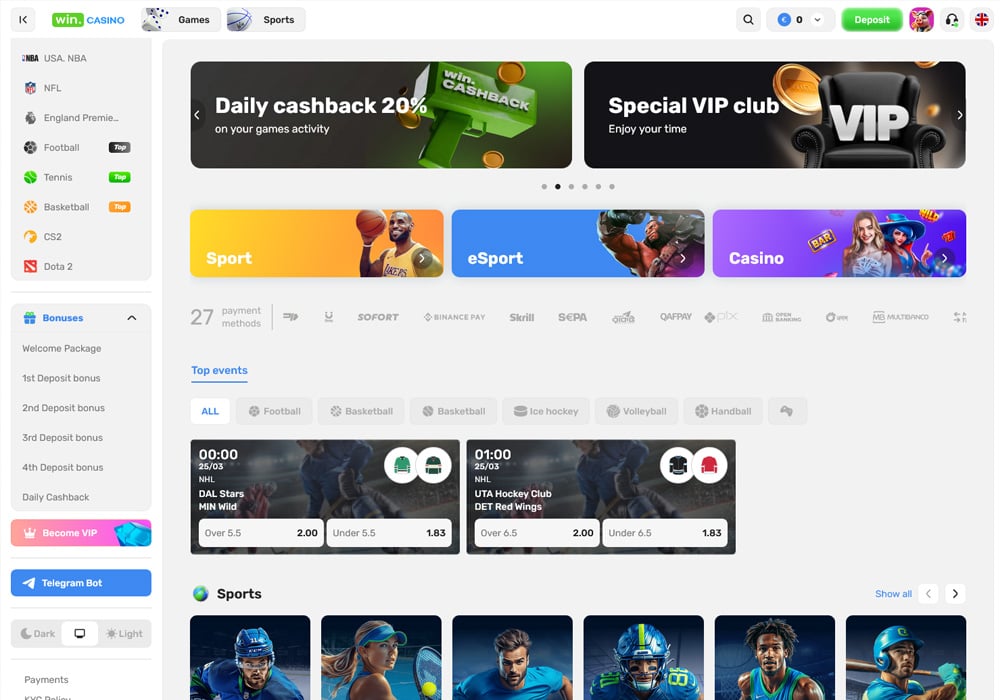 Win.Casino Homepage