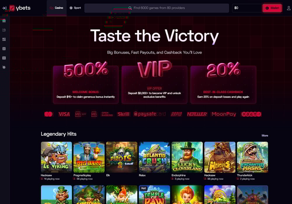Ybets Homepage