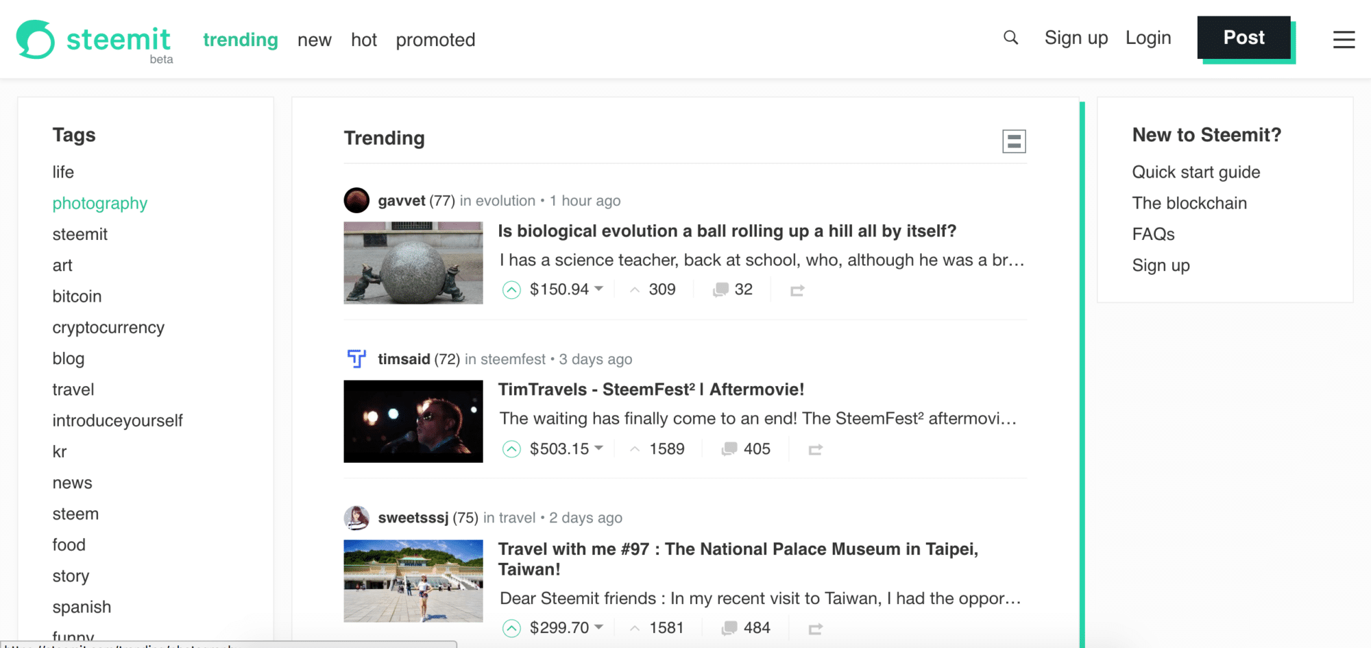 Steemit homepage