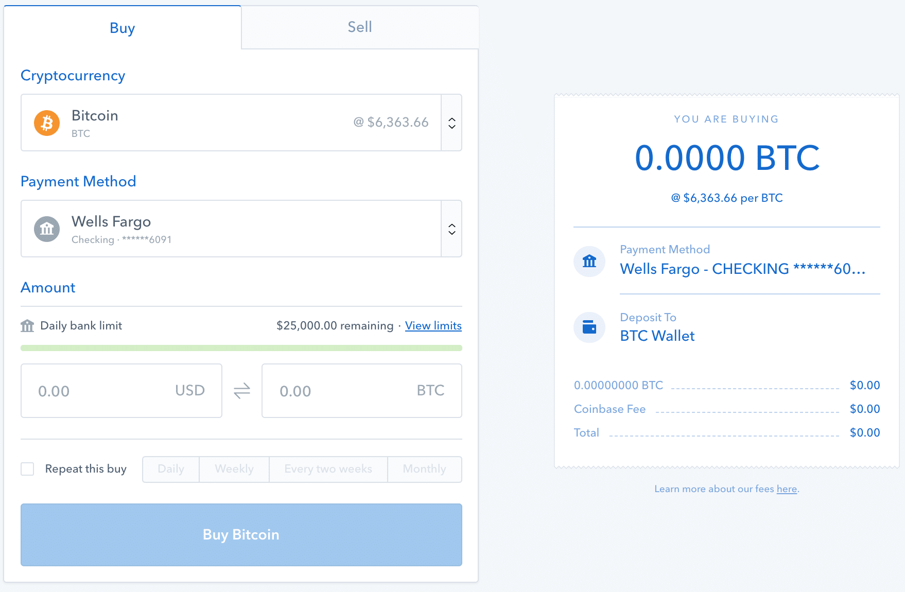 Coinbase buy bitcoin