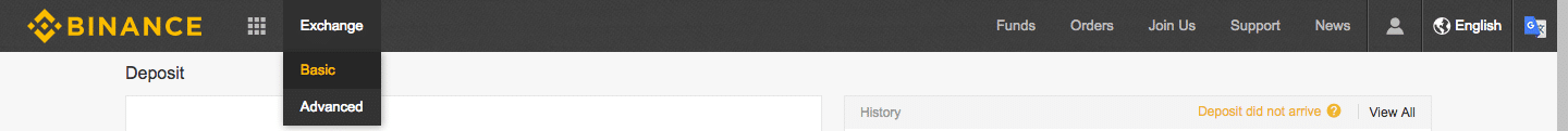 Binance Exchange Basic Button