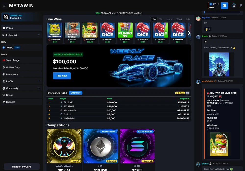 MetaWin is a great choice for Spanish Crypto Casinos